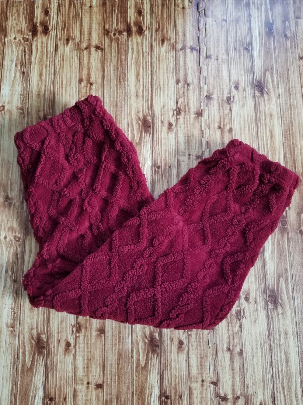 No Boundaries Faux Sherpa Lounge Pants Women's XXL Burgundy Fleece Red Warm